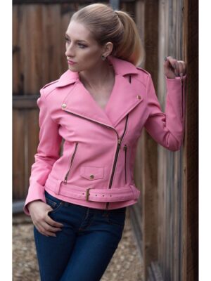 Becca Womens Pink Leather Jacket