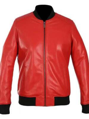 Lyla Women's Real Leather Bomber Jacket Red