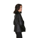 Freya Women's Real Leather Cross Zip Biker Jacket Black