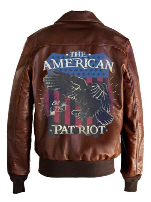 American Patriot Printed Bomber Genuine Leather Jacket