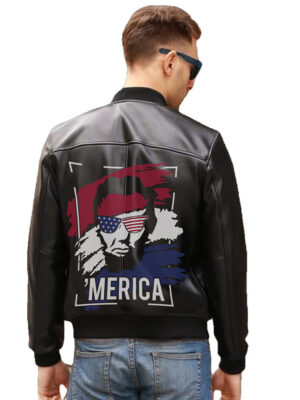 American Abraham Lincoln Freedom Printed Real Leather Jacket