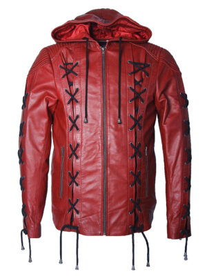Arrow Arsenal Suit Hooded Genuine Leather Jacket