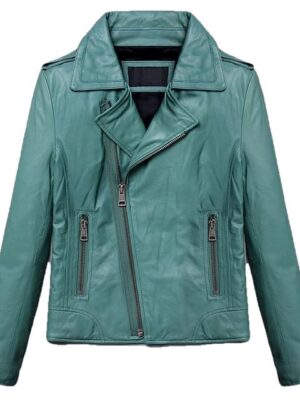 Candy Women Lambskin Genuine Leather Slim Short Motorcycle Biker Jacket