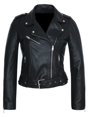 Carolina Womens Nappa Asymmetric Moto Leather Jacket