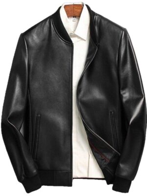 Gendry Genuine Black Aviation Men Sheepskin Real Leather Coat