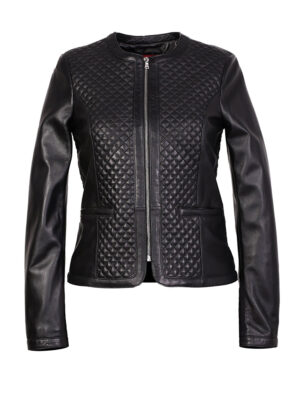 Gille Womens Diamond Patterned Leather Jacket