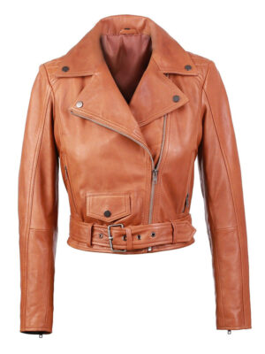 Gina Womens Quilty Short Biker Leather Jacket