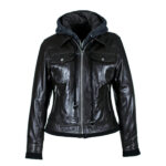 Riley Womens Wax Leather Jacket with Hoody