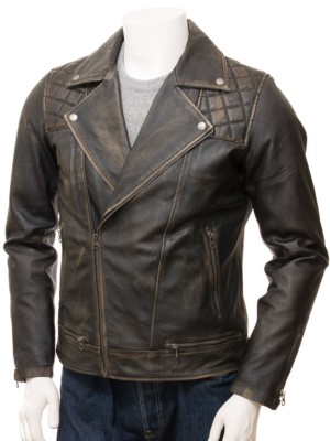 MENS VINTAGE LEATHER BIKER JACKET POTTER