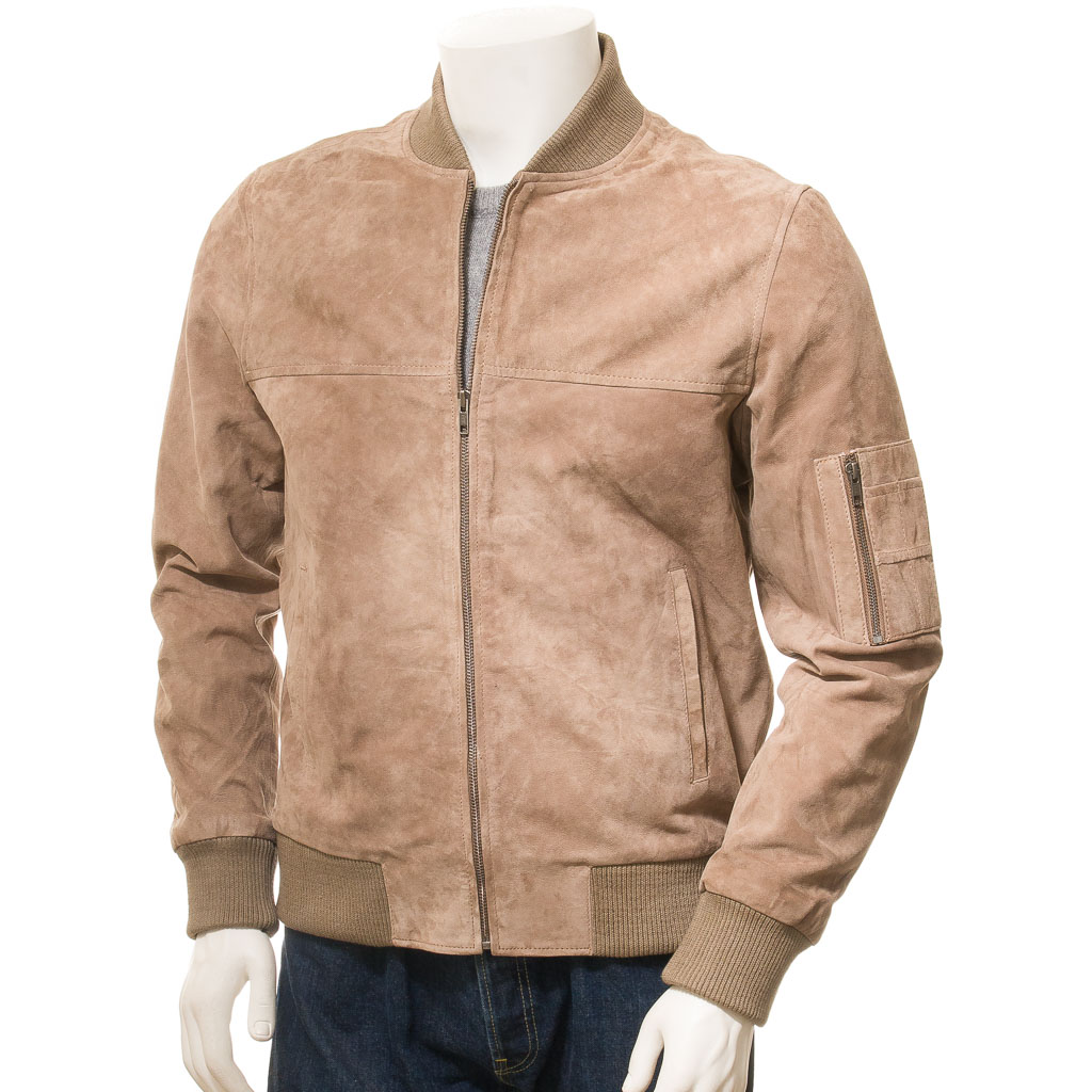 MEN SAND SUEDE BOMBER JACKET BIRDSALL