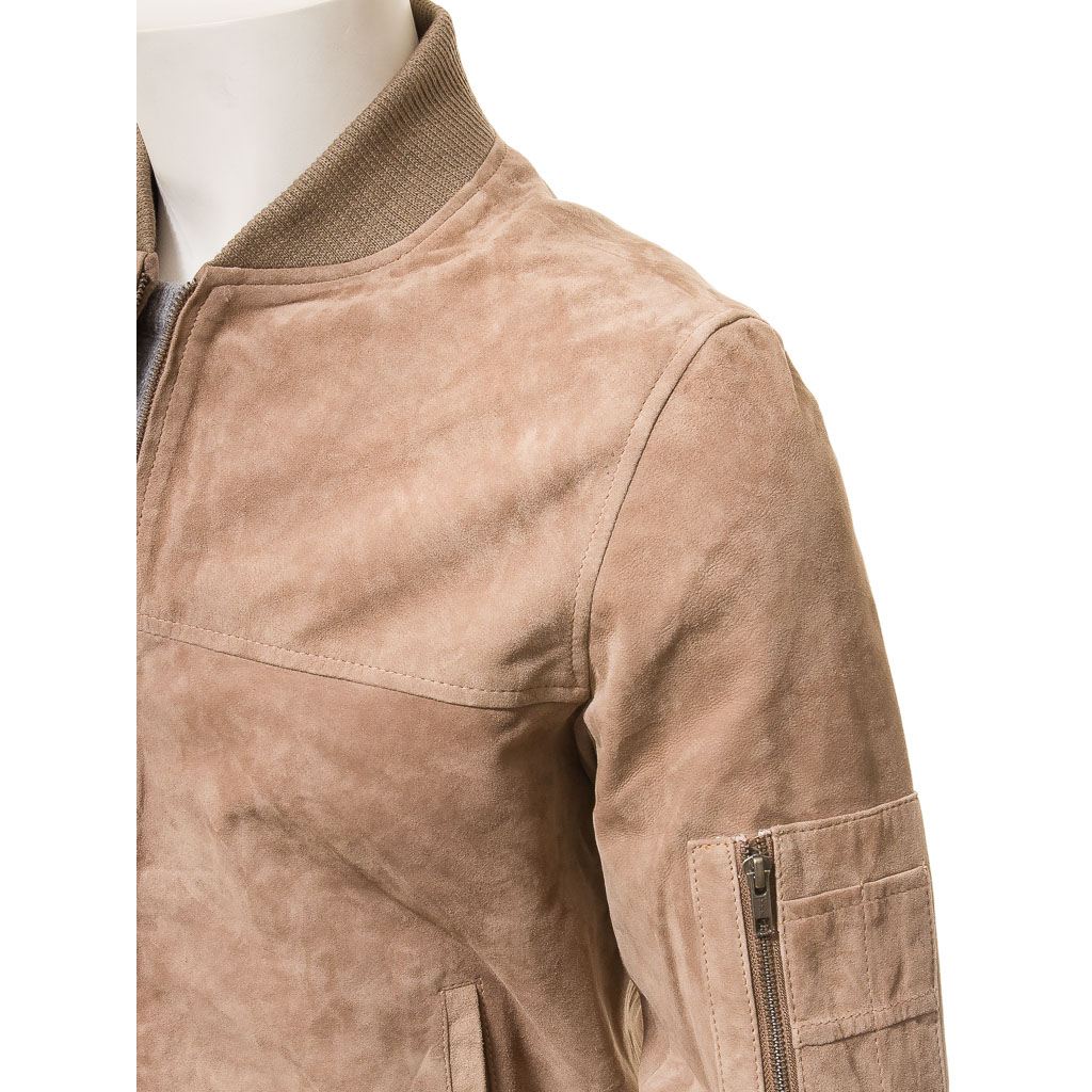 MEN SAND SUEDE BOMBER JACKET BIRDSALL