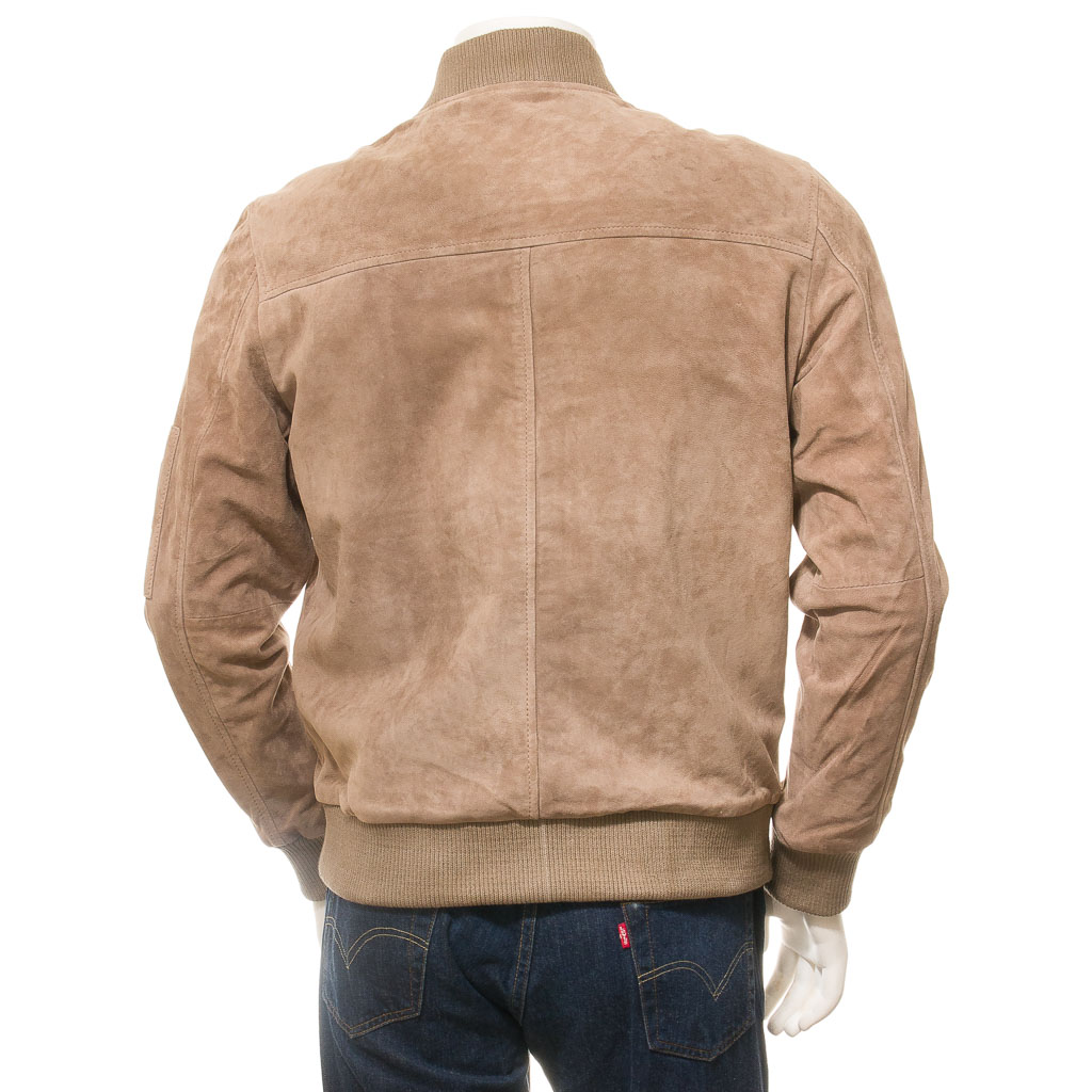 MEN SAND SUEDE BOMBER JACKET BIRDSALL