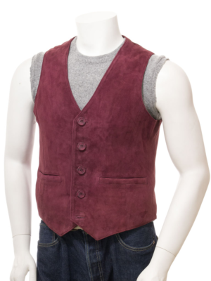 MEN BURGUNDY SUEDE VEST DAYTON
