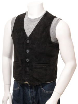 MEN CLASSIC BLACK SUEDE VEST DAYTON