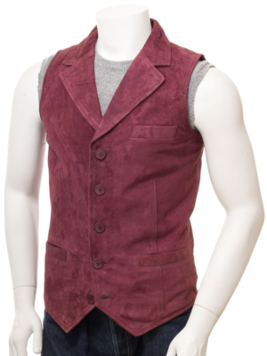 MEN BURGUNDY SUEDE VEST DANBY