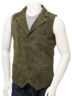 MEN CLASSIC OLIVE SUEDE VEST DANBY