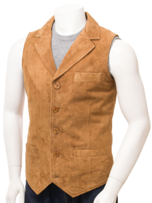 MEN CLASSIC TAN SUEDE VEST DANBY