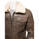 MEN BROWN SHEEPSKIN SHEARLING JACKET FOWLER
