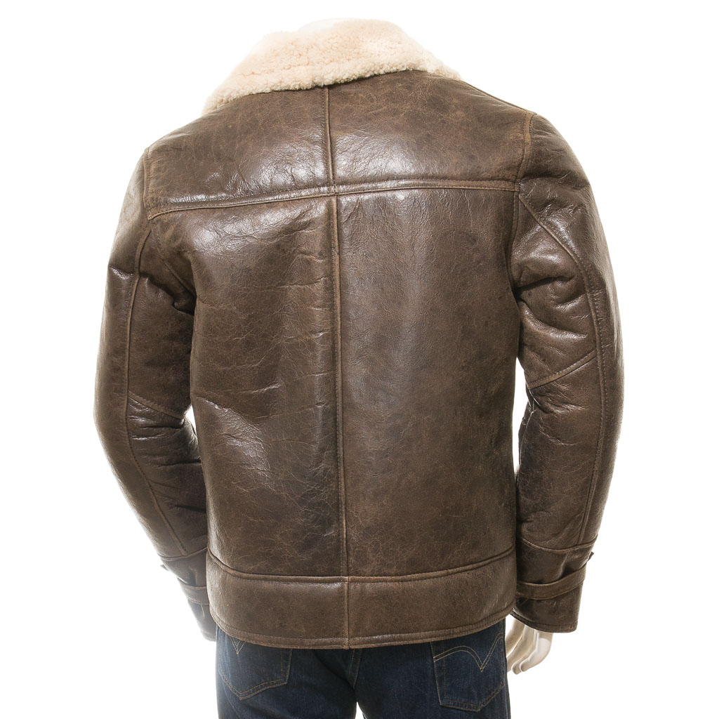 MEN BROWN SHEEPSKIN SHEARLING JACKET FOWLER