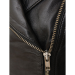 WOMENS BLACK LEATHER BIKER JACKET COCOA