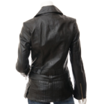 WOMENS BLACK LEATHER BIKER JACKET COCOA