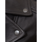 WOMENS MATTE BLACK LEATHER BIKER JACKET GRETNA