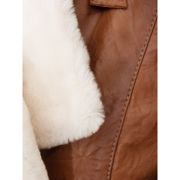 WOMEN TAN SHEEPSKIN SHEARLING JACKET ROSENBERG