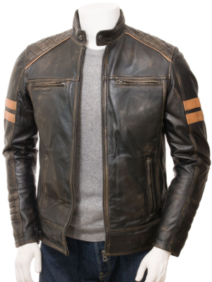 MENS VINTAGE LEATHER BIKER JACKET ERIN