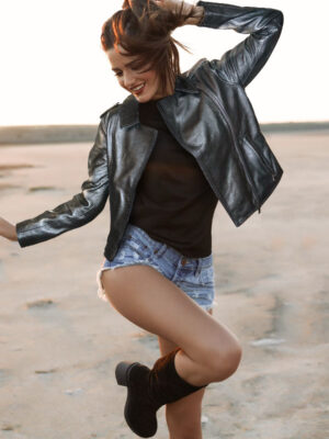 Tracey Biker Jacket Metallic Gun Metal Silver