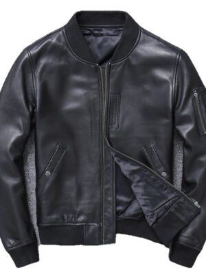 Khal Mens Genuine Leather MA-1 Jacket