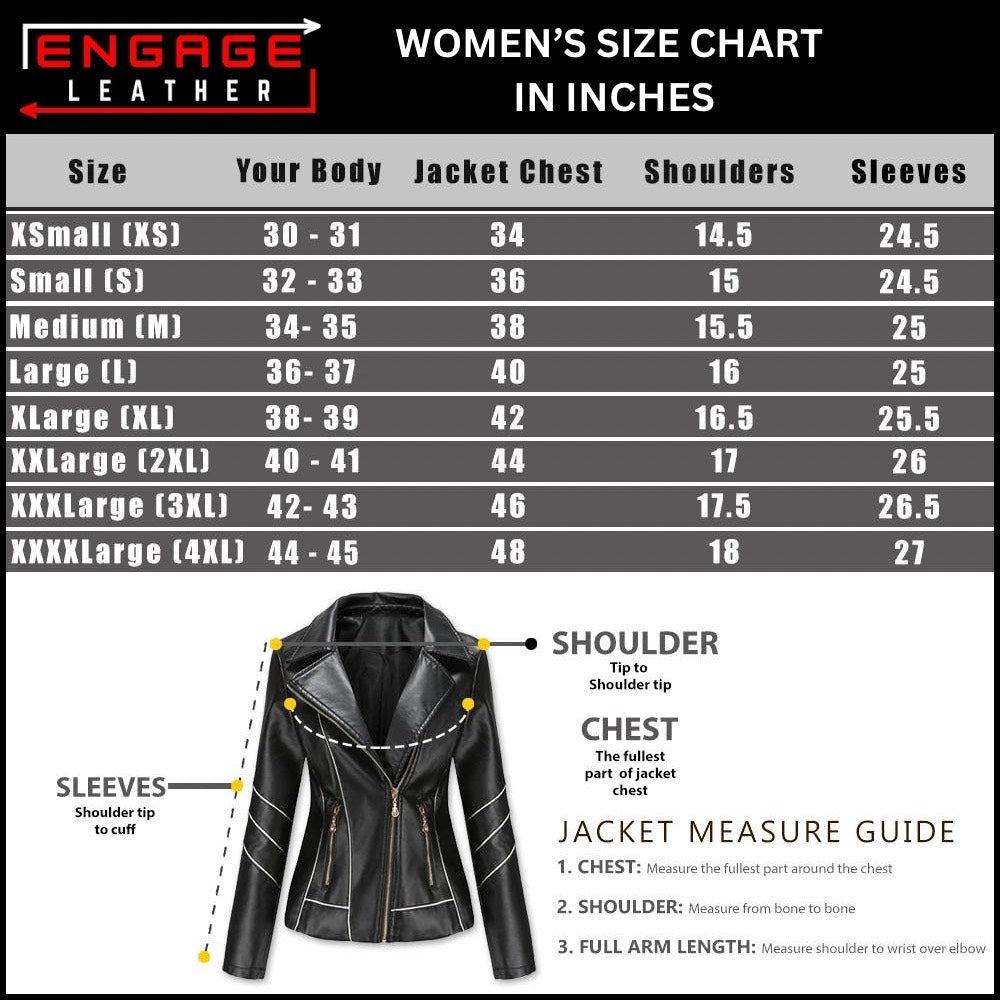 WOMENS BLACK LEATHER BIKER JACKET COCOA