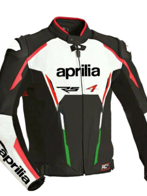 APRILIA BLACK MEN MOTORCYCLE LEATHER RACING JACKET