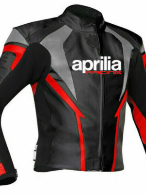 APRILIA BLACK  MOTORCYCLE LEATHER RACING JACKET