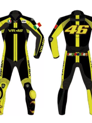46 MEN MOTORCYCLE YELLOW LEATHER RACING SUIT