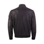 UK Flag Embossed Bomber Leather Jacket with Stripes