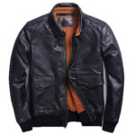 God Is Always On Time Religious Printed Bomber Genuine Leather Jacket