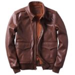 USA Bald Eagle Printed Bomber Genuine Leather Jacket