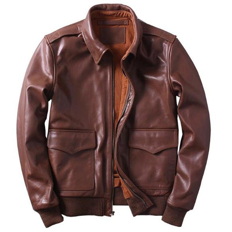 USA Bald Eagle Printed Bomber Genuine Leather Jacket
