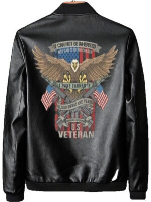 US Veteran Printed Real Leather Jacket