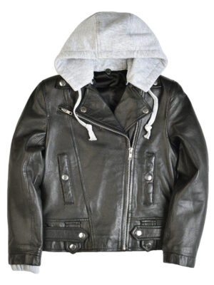 Youth Bryer Boys Hooded Leather Jacket