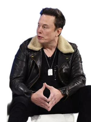 Elon Musk Leather Flight Jacket With Fur Lined Collar Black