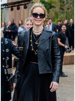 Jennifer Lawrence Genuine Leather Jacket Black