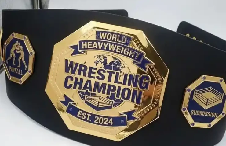 rush order championship belts with custom gold plates and leather strap